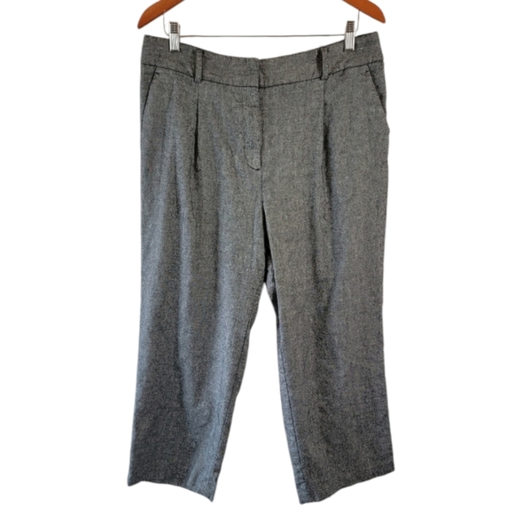 TALBOTS Bristol Pant Women Sz 14 Gray Linen Blend Pleat Front Cropped Minimalist - Picture 12 of 12